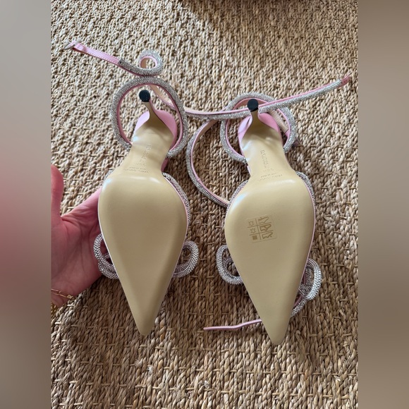 Mach & Mach Double Bow Satin Pumps Pink 110mm - Picture 12 of 14